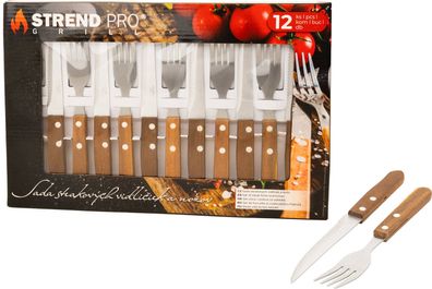 Steakbesteck Strend Pro Grill, Set Gabeln und Messer, 12-teilig