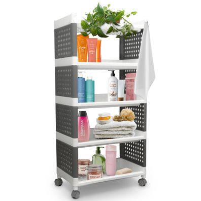 Regal MagicHome Rolly, Kunststoff, 5 Ablagen, 49x29x97 cm, auf Rädern