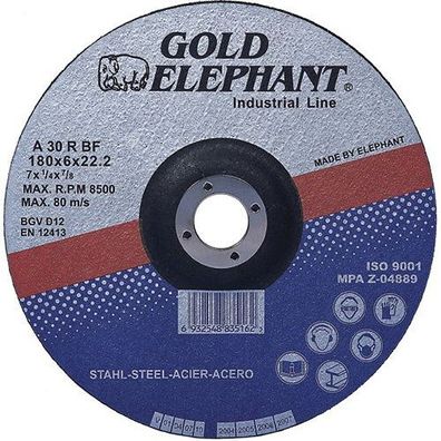 Schleifscheibe Gold Elephant 27A T27 115x6, 0x22, 2 mm, Schleifscheibe