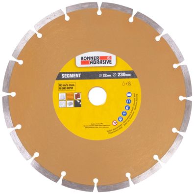 Scheibe KONNER D71003 230 mm, Diamanttrennscheibe, Segment