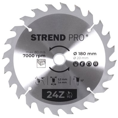 Scheibe Strend Pro TCT 180x2.2x20/16 mm 24T, für Holz, Sägeblatt, SK-Zähne