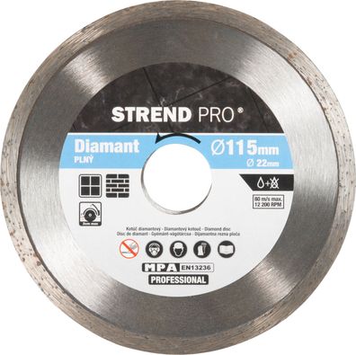 Scheibe Strend Pro 521B, 115 mm, Diamanttrennscheibe, Voll
