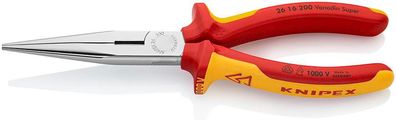 Zange KNIPEX 26 16 200, 200 mm, Halbrundzange, gerade, schmal, CrV, VDE