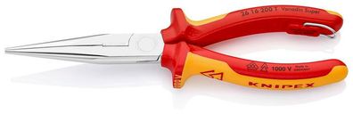 Zange KNIPEX 26 16 200 T, 200 mm, Halbrundzange, gerade, schmal, CrV, VDE