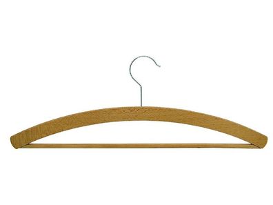 Kleiderbügel, Herren, Buchenholz, 420x8 mm, gewachst, vernickelter Haken