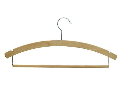 Kleiderbügel, Herren, Buchenholz, 420x8 mm, gewachst, mit Kerbe
