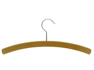 Kleiderbügel, MINI, Buchenholz, 340x8 mm, gewachst, vernickelter Haken