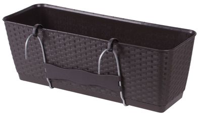 Blumentopf Ratolla Case PW 500, braun, mit Untersetzer, mit Geländerhänger