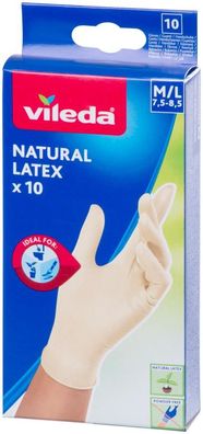 Handschuhe Vileda Natural Latex, M/L, Packung 10 Stk