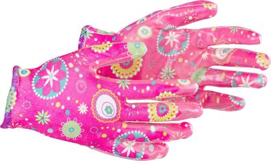 Handschuhe Strend Pro Kalmia, Nitril, rosa, Größe 08/M, Garten, mit Blister —