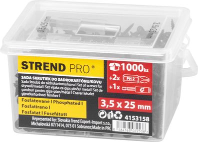 Satz von Schrauben Strend Pro, Schrauben für Gipskartonplatten, 3, 5x25