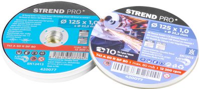 Scheibe Strend Pro 125x1,0x22,2 mm, Trennscheibe für Metall, Dose, 10 Stk