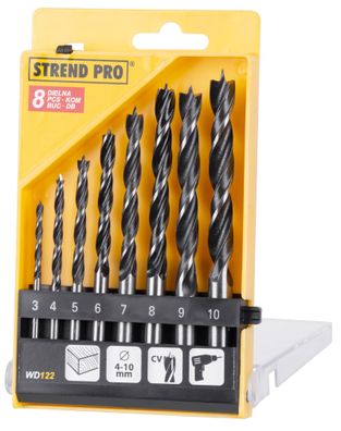 Satz von Bohrern Strend Pro WD122, 8-teilig, 3-10 mm, Wood, für Holz