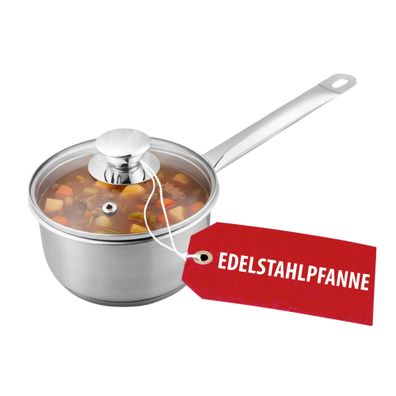 Stielkasserolle MagicHome Chloe, 14 cm, 1 Lit., mit Glasdeckel, Edelstahl