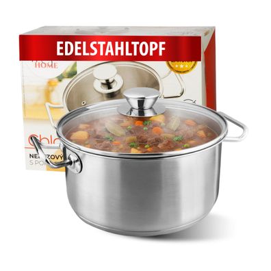 Kochtopf MagicHome Chloe, Topf, 26 cm, 6,6 Liter, mit Glasdeckel, Edelstahl