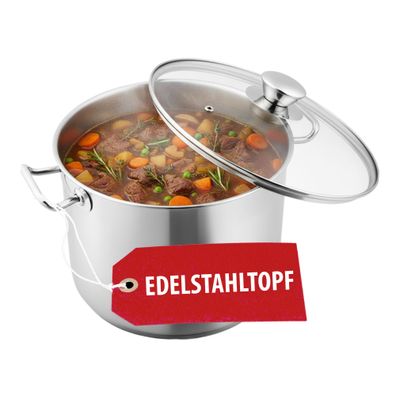 Topf MagicHome Chloe, 24 cm, 8 Lit., mit Glasdeckel, Edelstahl
