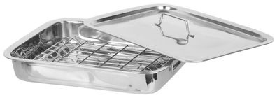 Backform MagicHome 38x28x6 cm, mit Grillrost und Deckel, Edelstahl