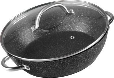 Topf MagicHome Black Marble Line, flach, 26 cm, 2800 ml, mit Deckel