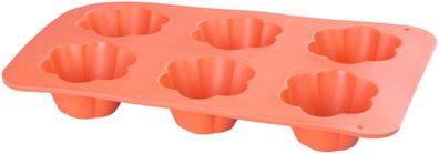 Form MagicHome, zum Backen, für 6 Muffins, Silikon, Blumenmuster, rot