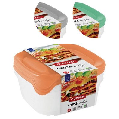 Dose Curver® Set Square, Set 3 Stk., 800 ml, Farbmix Minze Grau Pfirsich