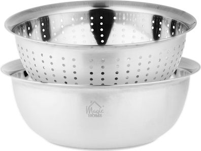 Sieb MagicHome, 26,5 cm, mit Schüssel, runde Löcher, Edelstahl