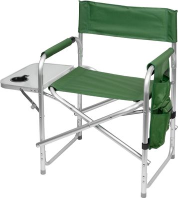 Stuhl LEQ Direktor, grün, klappbar, Camping, mit seitlichem Klapptisch