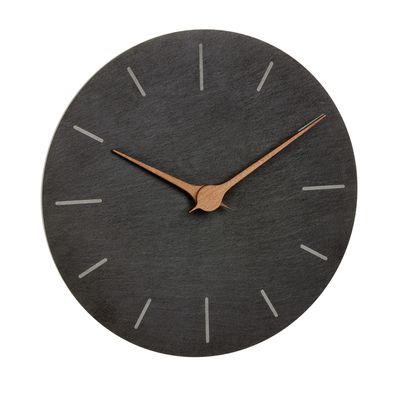 TFA Dostmann Analoge Wanduhr 60.3068.10 Schiefer mit Walnuss-Holz Zeigern