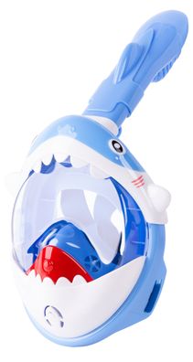 Schnorchelmaske Shark, Vollgesichtsmaske, für Kinder 4 + , XS, blau