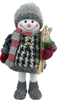 Dekoration MagicHome Weihnachten, Schneemann Mädchen mit Skiern, 50 cm