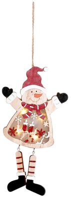 Dekoration MagicHome Weihnachten, Schneemann, LED, hängend, MDF, 12