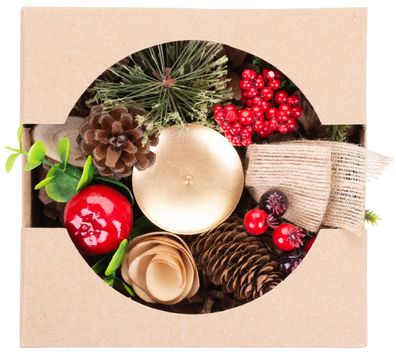 Kerzenhalter MagicHome Weihnachten, mit Nadelzweigen und Schleife