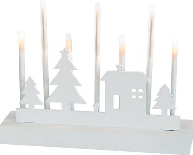Kerzenhalter MagicHome Weihnachten, 8 LED warmweiß, 2xAA, MDF