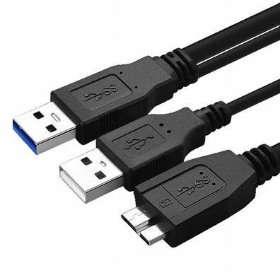 B38 USB 3.0 Y-Kabel A auf Micro USB 3.0 + USB A 50cm für externe Festplatten HDD