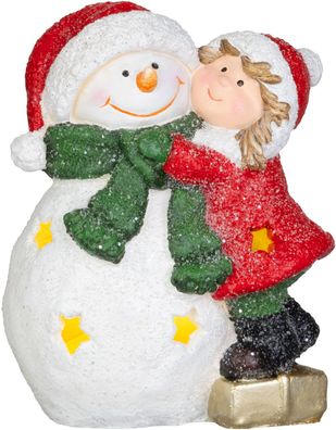 Dekoration MagicHome Weihnachten, Mädchen mit Schneemann, LED (Set – 2 Stück)