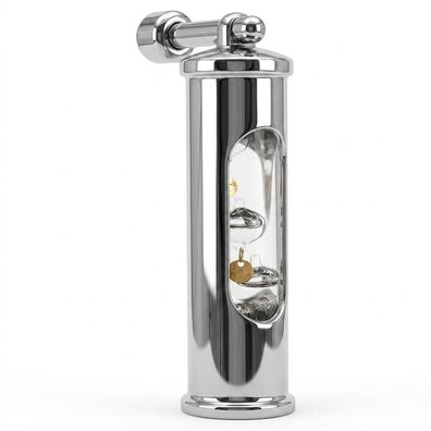 Galileiglas Thermometer, Edelstahl poliert, mit Wandhalterung, Höhe 145 mm