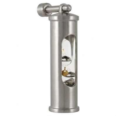 Galileiglas Thermometer, Edelstahl gebürstet, mit Wandhalterung, Höhe 145 mm