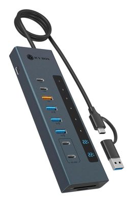 ICY BOX IB-HUB1742CR-C2PD, 11-in-1 HUB mit PD Ports und Cardreader, USB 3.2 Gen 2 10