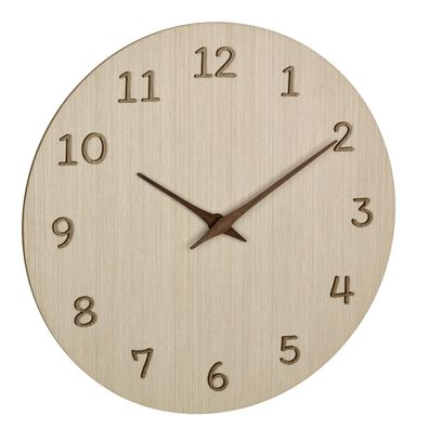 TFA Dostmann analoge Wanduhr Holz hell 60.3072.01 Quarzuhr