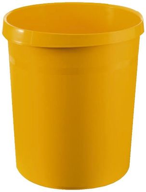 5x HAN 18190-15 Papierkorb GRIP - 18 Liter, rund, 2 Griffmulden, extra stabil, gelb