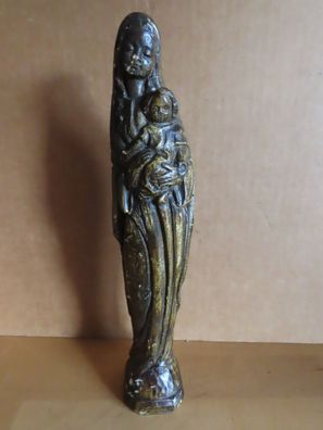 Figur Gipsfigur Madonna Muttergottes mit Kind Brauntöne ca. 24 cm H