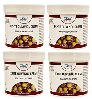 eco med Natur Olivenöl Ganzkörper und Gesicht Tages Creme, 4x 250ml