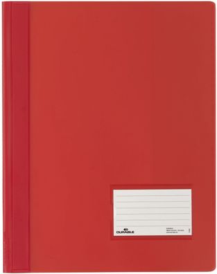 5x Durable 2680 03 Schnellhefter DURALUX® - A4 überbreit, transluzente Folie, rot