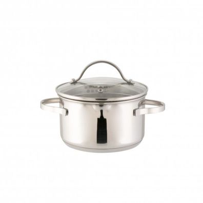 Pado Edelstahl Bratentopf mit Glasdeckel ø16cm - 1,5 L