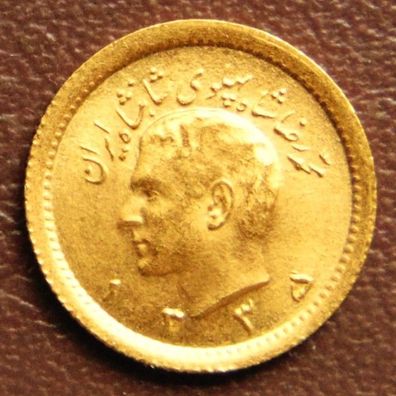 IRAN. 1/4 Pahlavi 1335 (1956). Gold 900