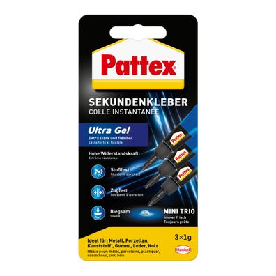 12x Pattex 9H PSMG3 Sekundenkleber Ultra Gel - 3x1g, extra stark, flexibel