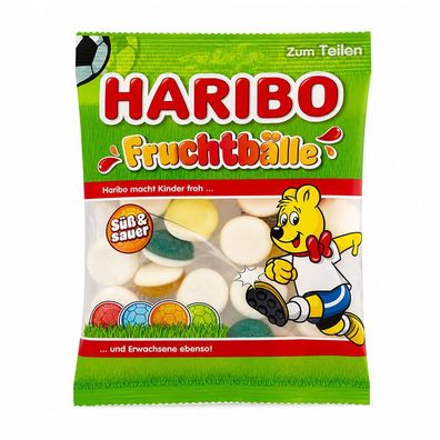 HARIBO WM Fruchtbälle Tüte süß / saures Fruchtgummi mit Schaumzucker 160g