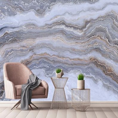 Marmor Landschaft Fototapete mit Wasserfall Moderne Berglandschaft Wandbild 6627