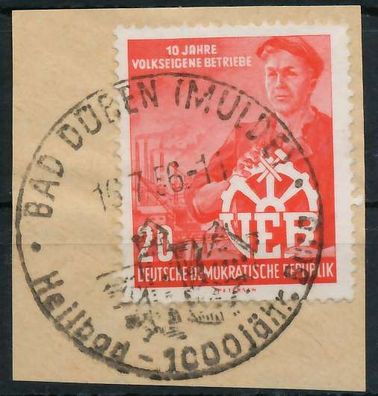 DDR 1956 Nr 527 zentrisch gestempelt Briefstück X965902