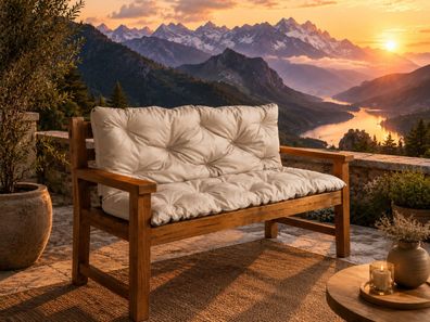 Best for Garden Sitzkissen mit Rückenteil für 2-Sitzer Bank UV-beständig, gesteppt!