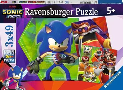 Die Abenteuer von Sonic The Hedgehog Puzzle 3 x 49 Teil Ravensburger Kinderpuzzle
